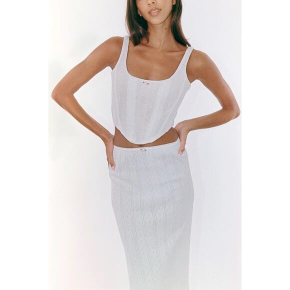 With Jean Dylan White Knit Midi Skirt Size XS - Picture 7 of 7